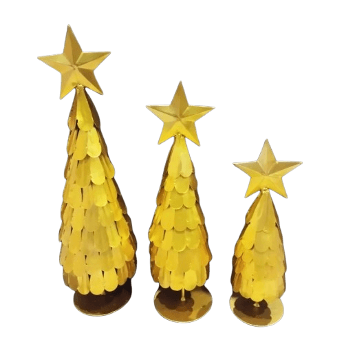 IRON CHRISTMAS TREE T-LIGHT HOLDER (BLACK) SET OF 3